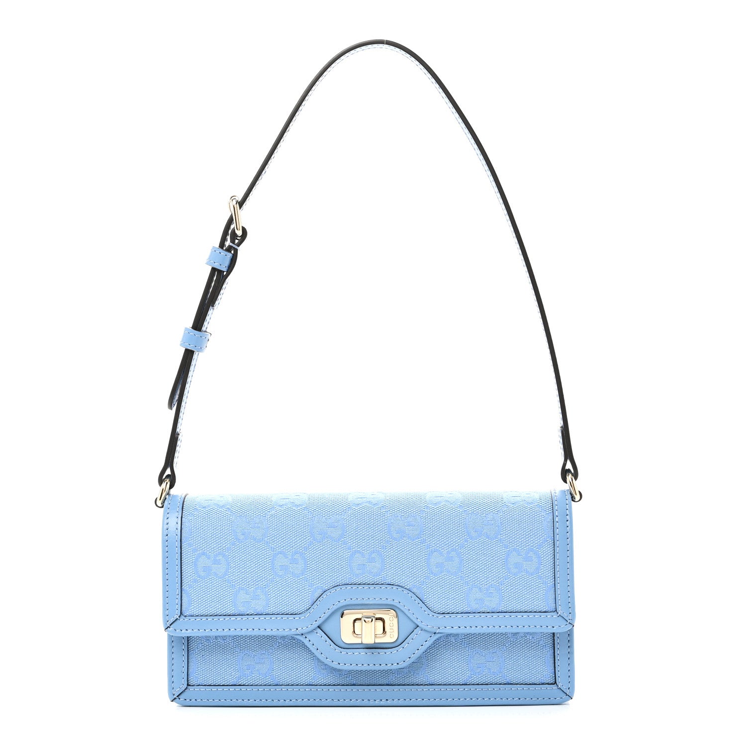 Gucci GG Monogram Scratch Lux Calfskin Mini Luce Shoulder Bag Blue 1 of 10