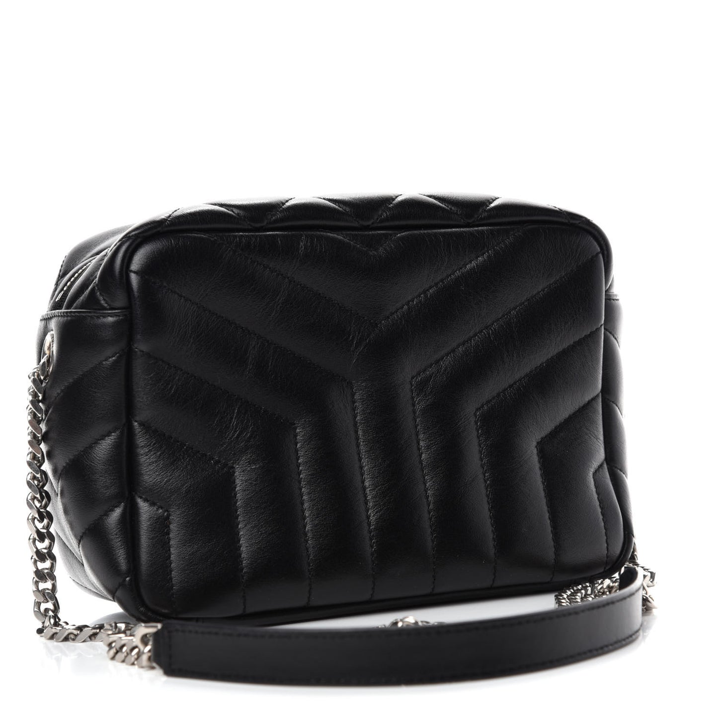 Calfskin Y Quilted Monogram Small Loulou Bowling Bag Black