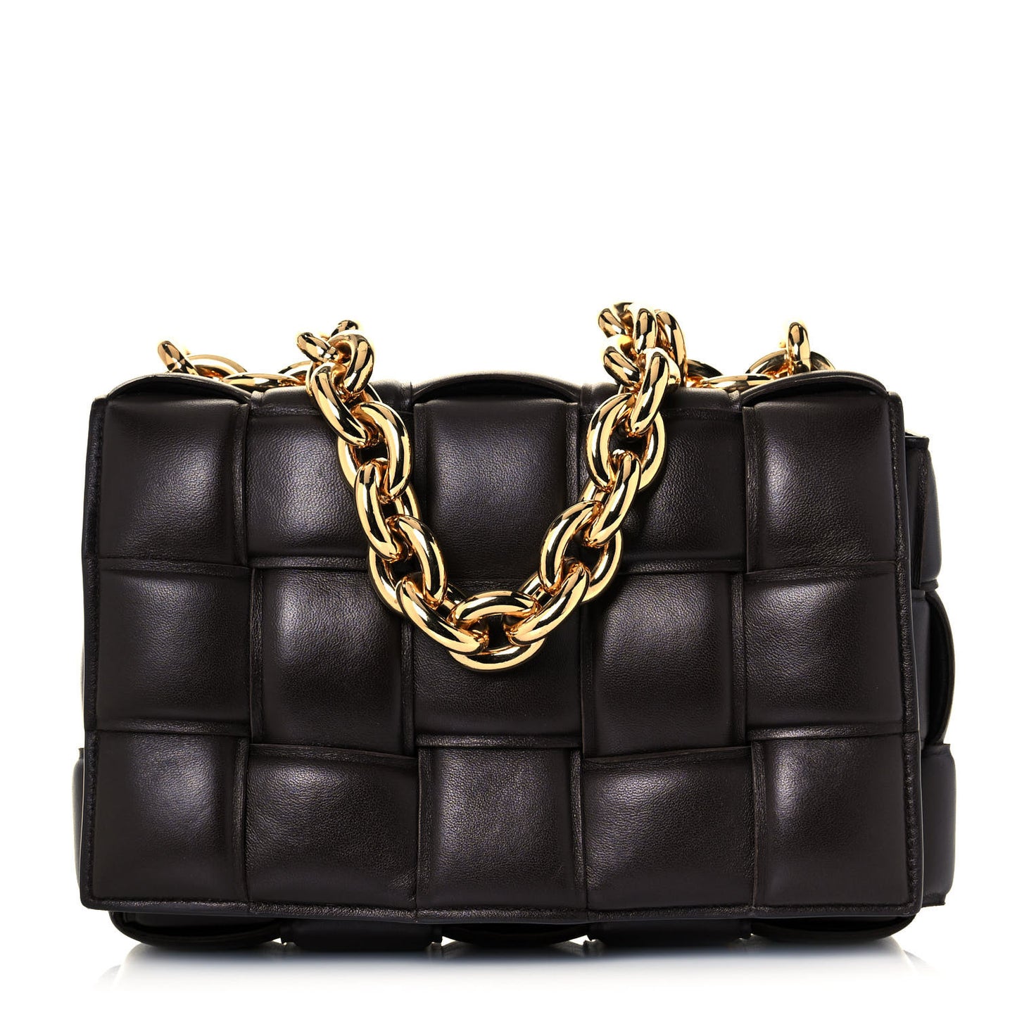 Lambskin Maxi Intreccio Padded Chain Cassette Crossbody Bag Black