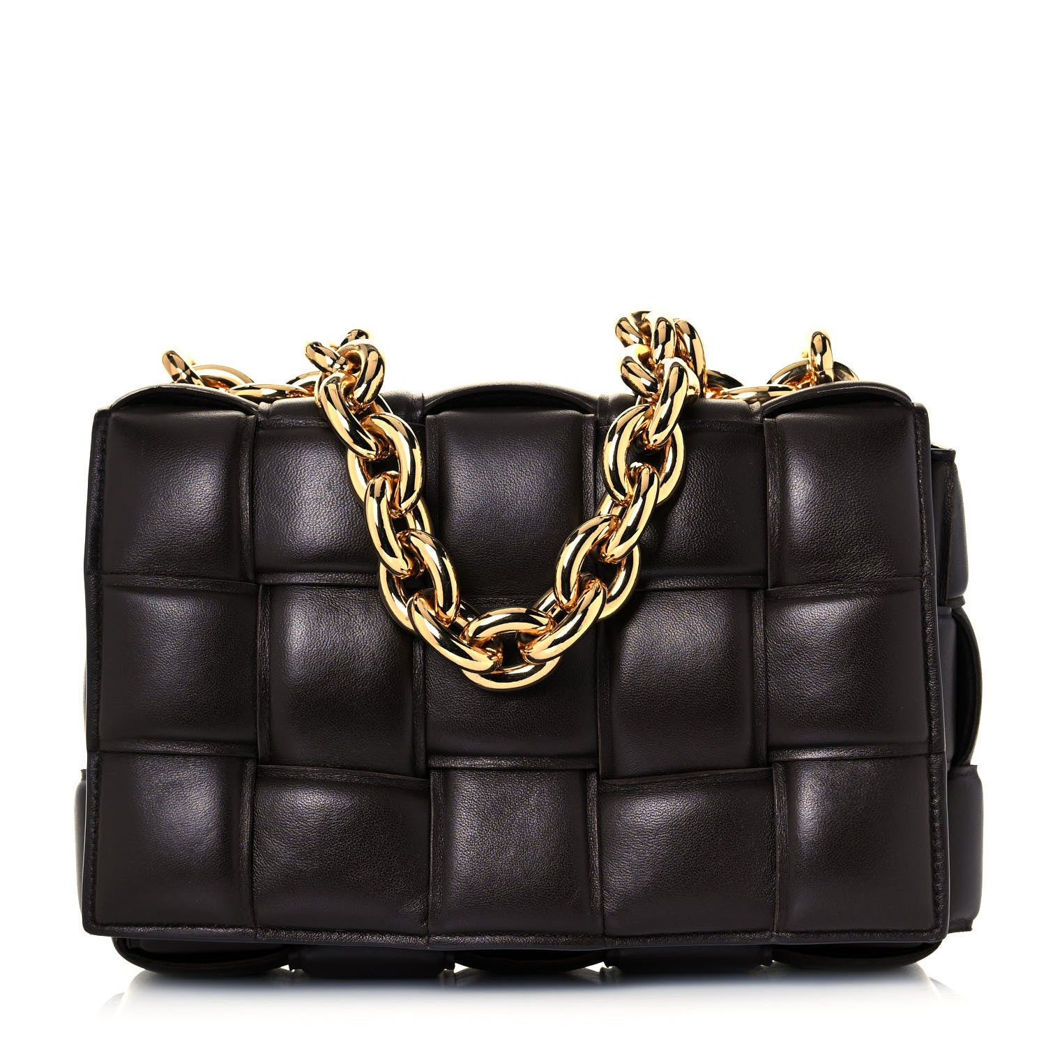 Bottega Veneta Lambskin Maxi Intreccio Padded Chain Cassette Crossbody Bag Black 1 of 12