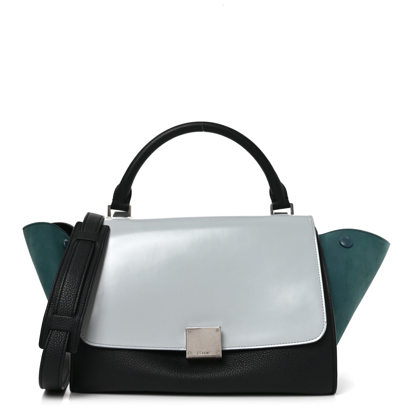Spazzolato Calfskin Nubuck Small Tri-color Trapeze Blue