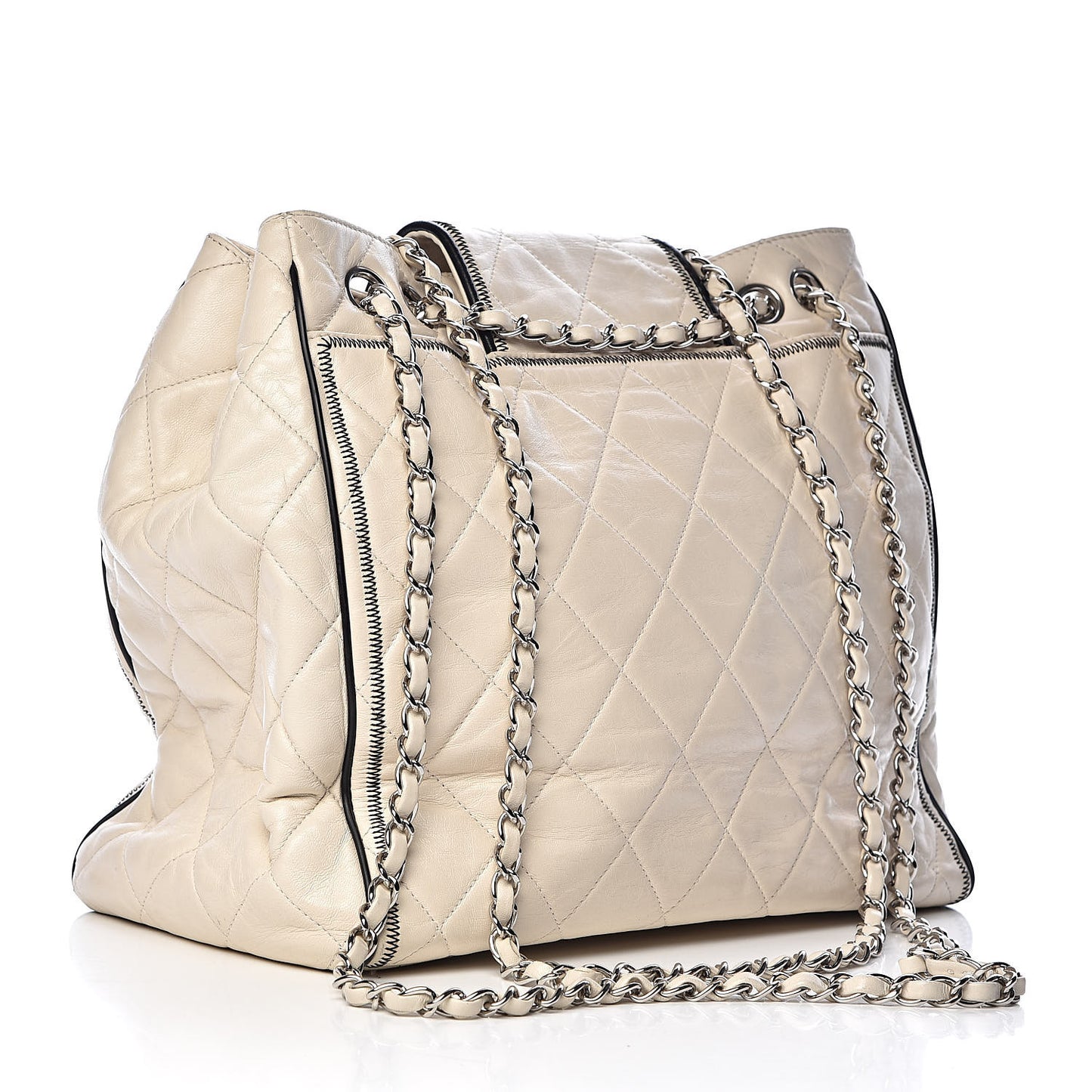 Lambskin Quilted East West Tote Ivory