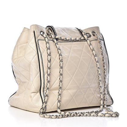 Chanel Lambskin Quilted East West Tote Ivory 3 of 18