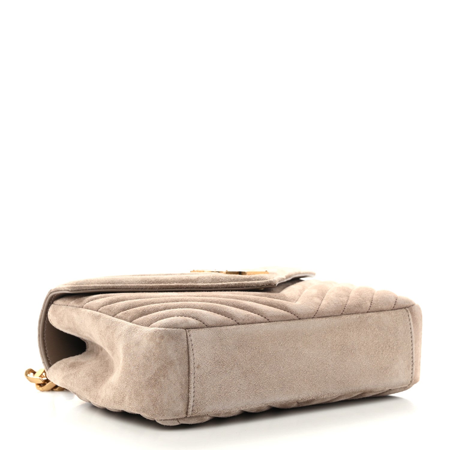 Saint Laurent Suede Matelasse Chevron Monogram Medium College Bag Taupe 4 of 12