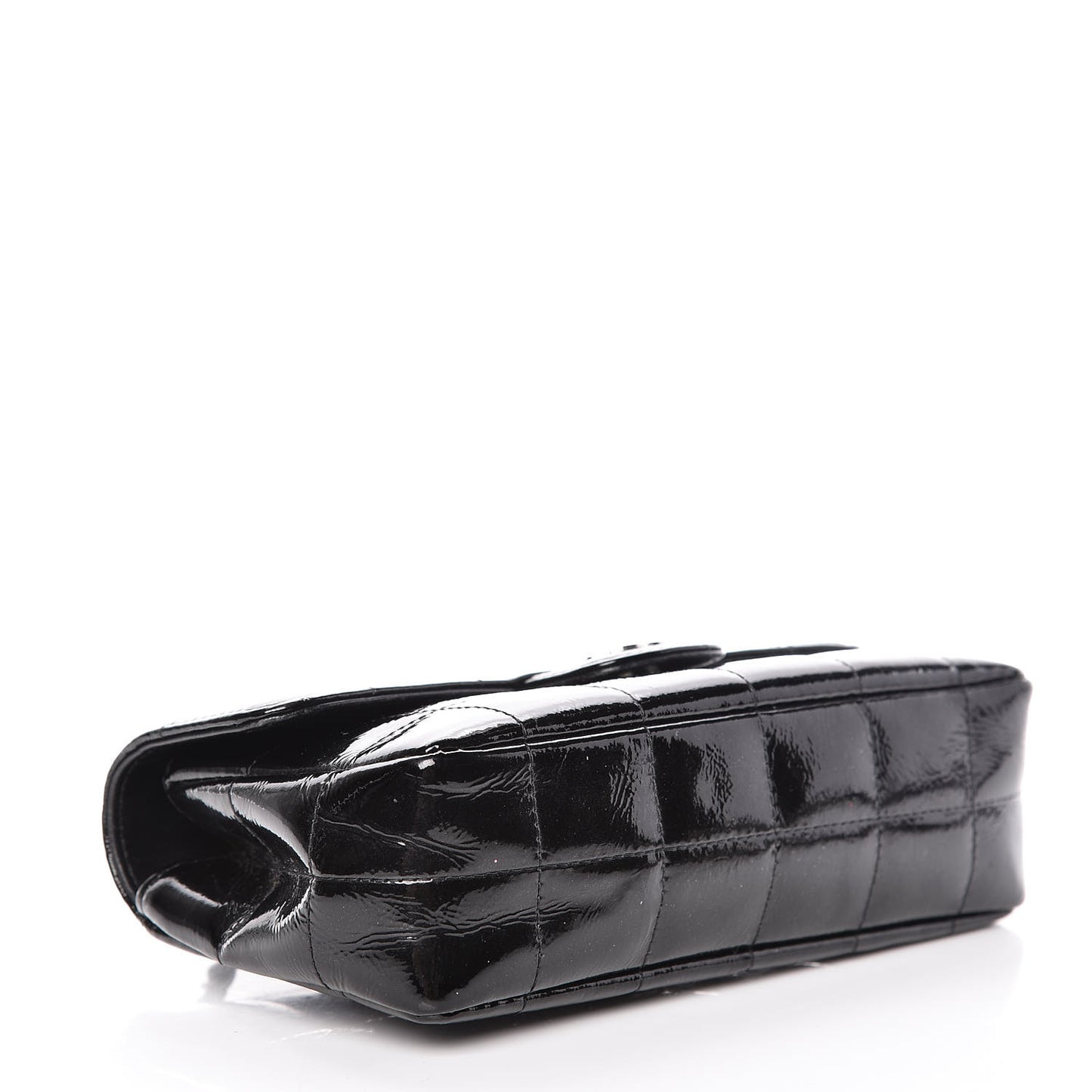 Distress Patent Quilted Mini Chocolate Bar Flap Black