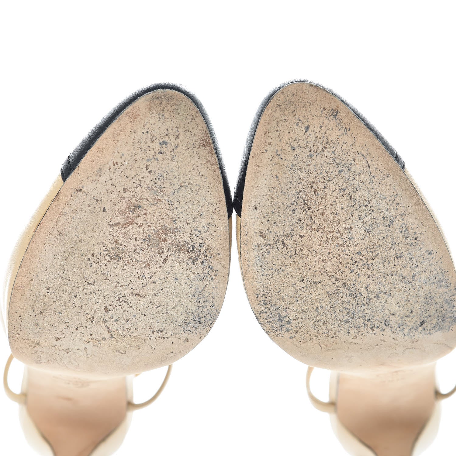 Chanel Lambskin Cap Toe CC Slingback Pumps 39.5 Beige Black 9 of 11