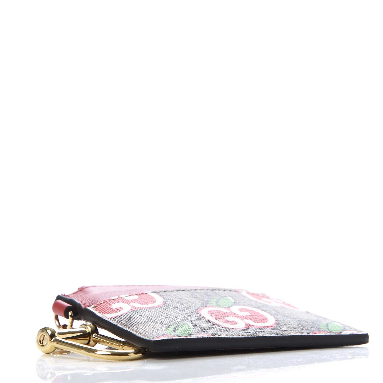 Gucci GG Supreme Monogram Apple Key Coin Case Card Holder Beige Multicolor Lobster Red 4 of 7