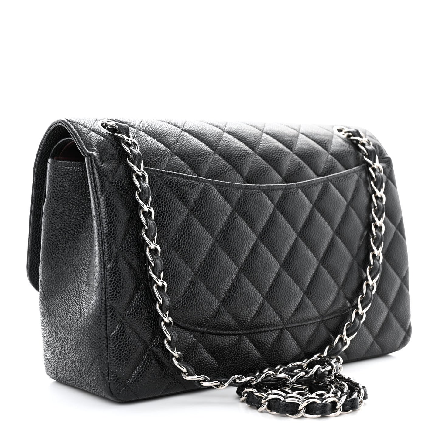 Caviar Quilted Jumbo Double Flap Black