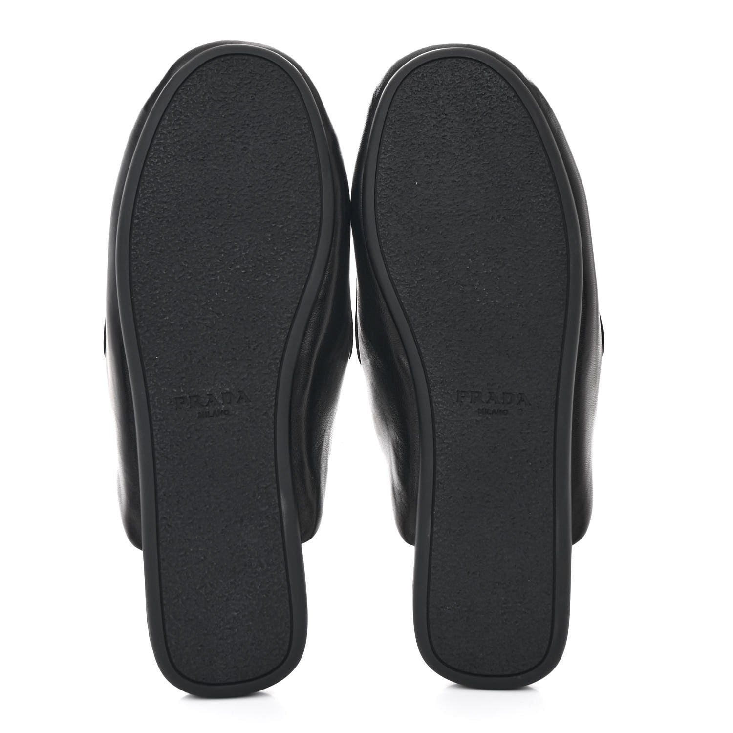 Prada Nappa Soft Padded Metal Triangle Logo Lug Sole 20mm Mules 37 Black 6 of 11