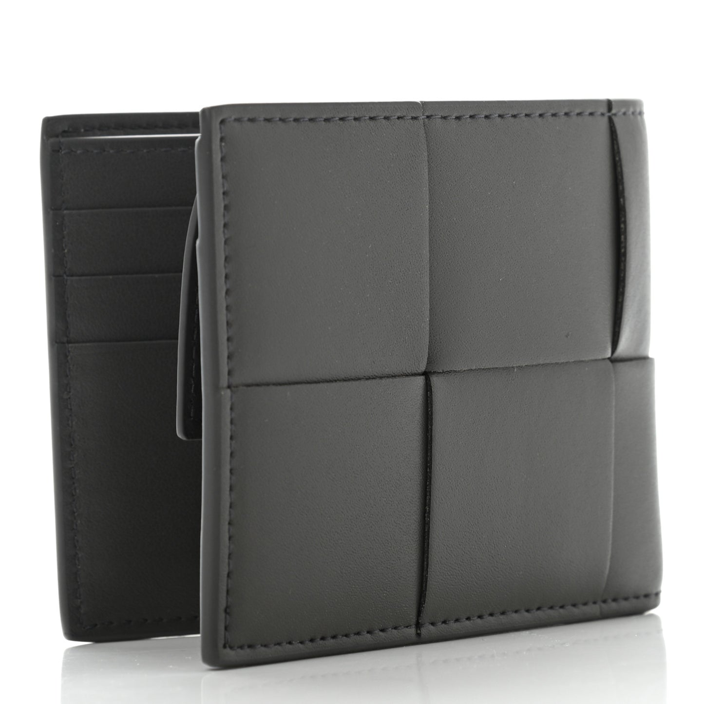Calfskin Intrecciato Bi-Fold Wallet Light Graphite