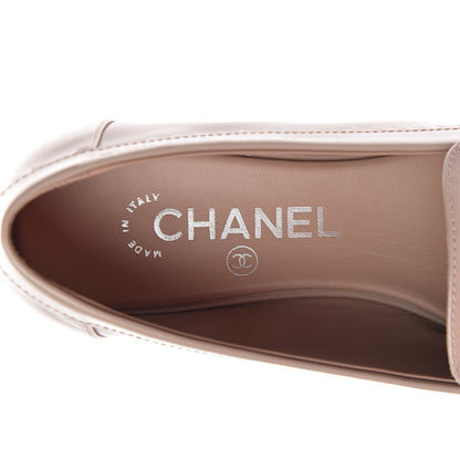 Chanel Patent Chain Moccasin Loafers 38.5 Beige 9 of 12