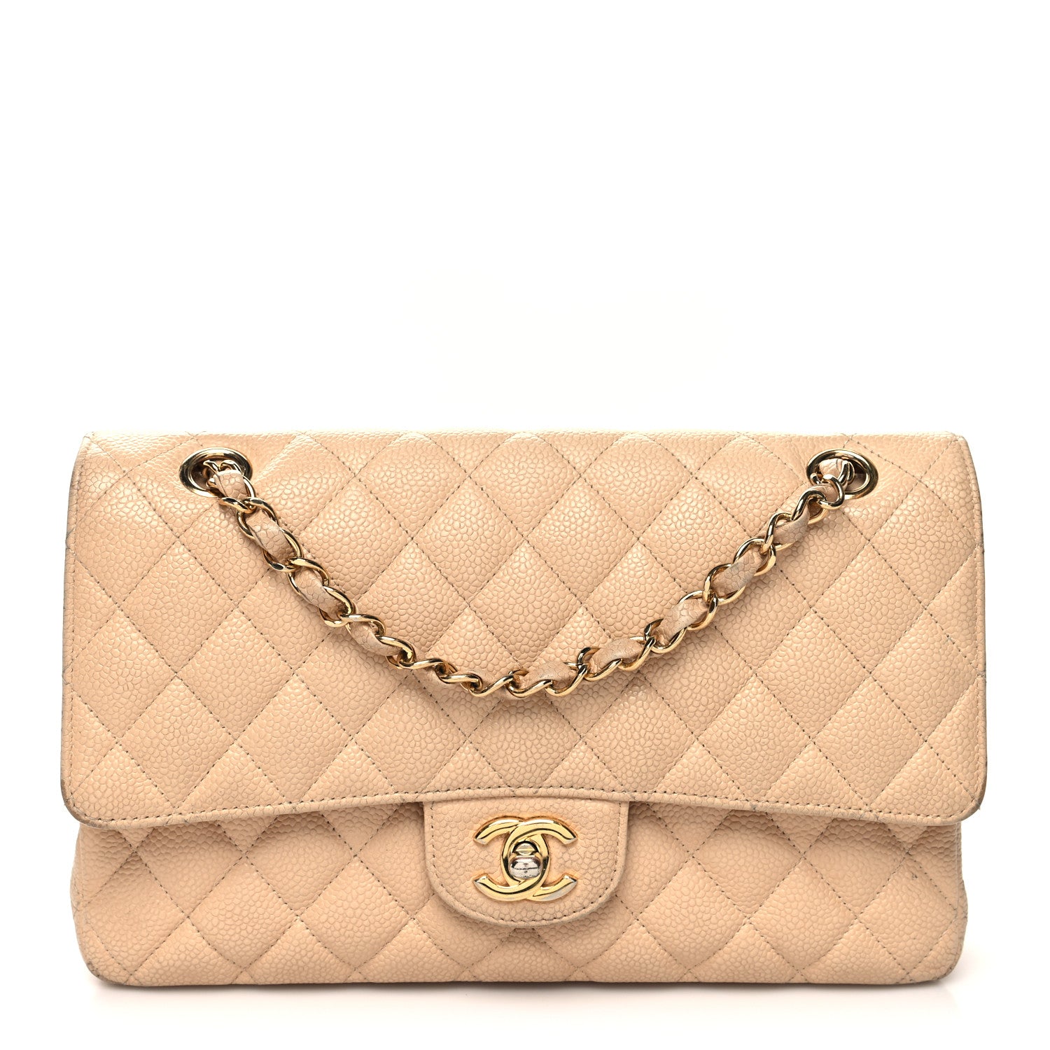 Chanel Caviar Quilted Medium Double Flap Beige 1 of 16