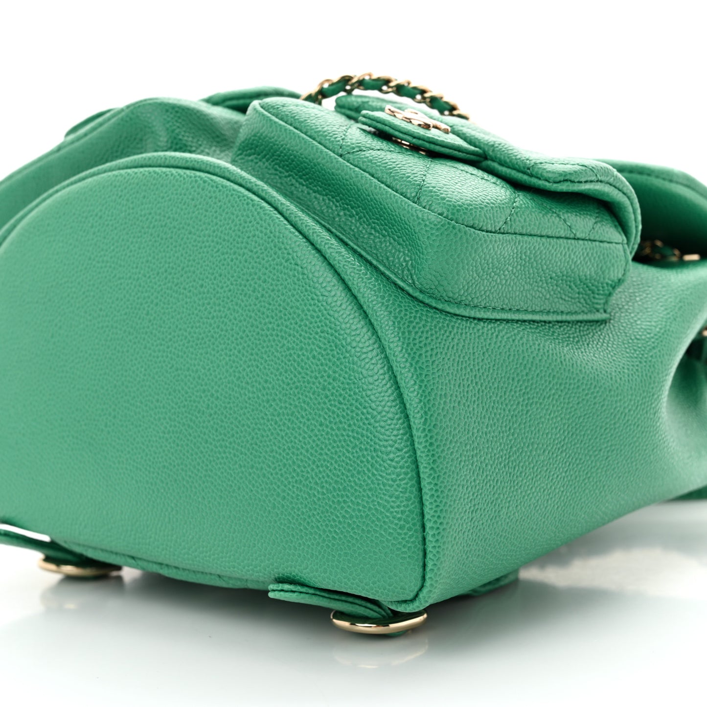Caviar Quilted Medium Duma Pockets Drawstring Backpack Green