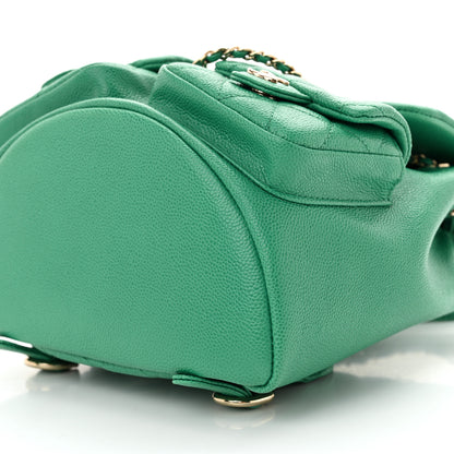 Chanel Caviar Quilted Medium Duma Pockets Drawstring Backpack Green 10 of 10