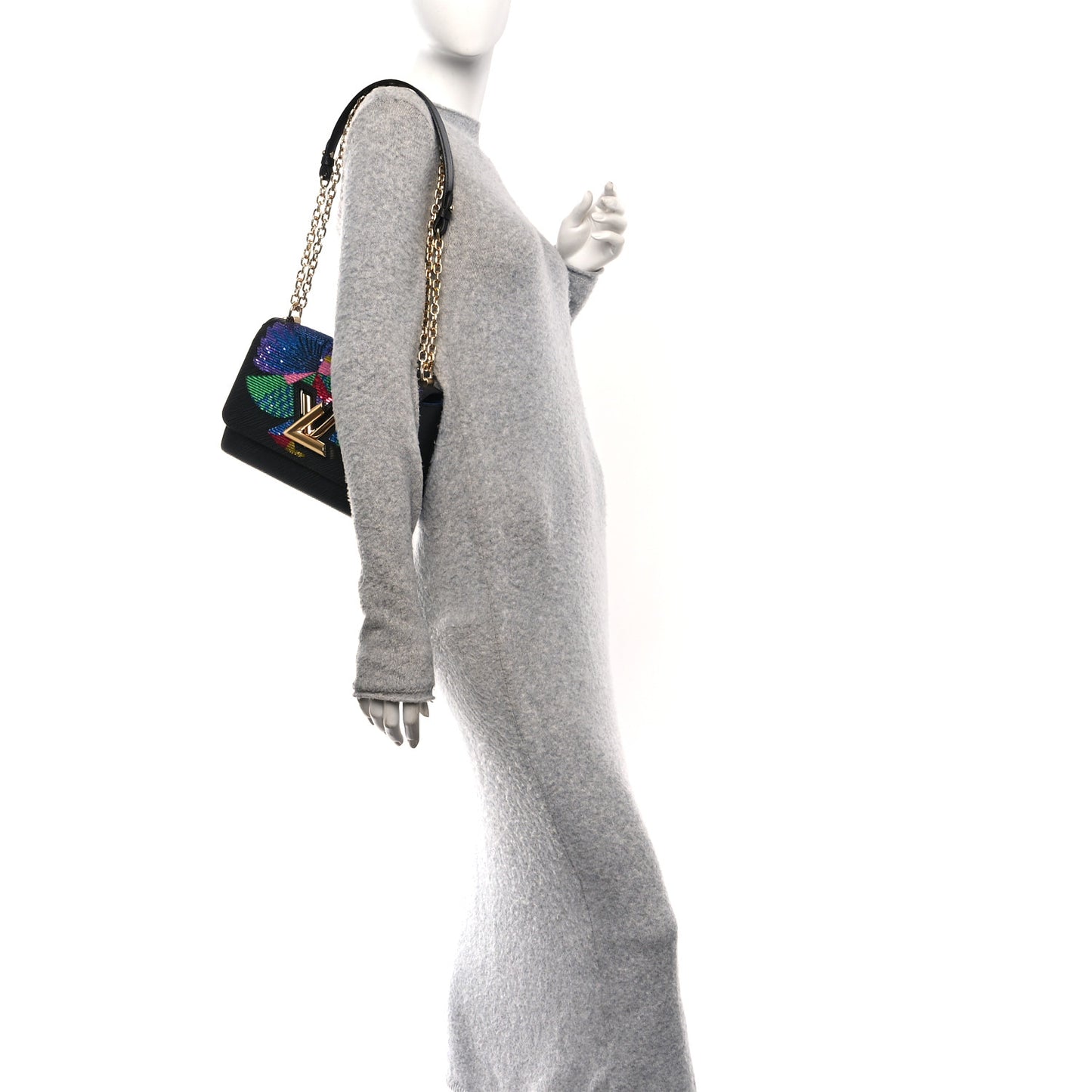 Epi Sequin Bird Twist Shoulder Bag MM Black