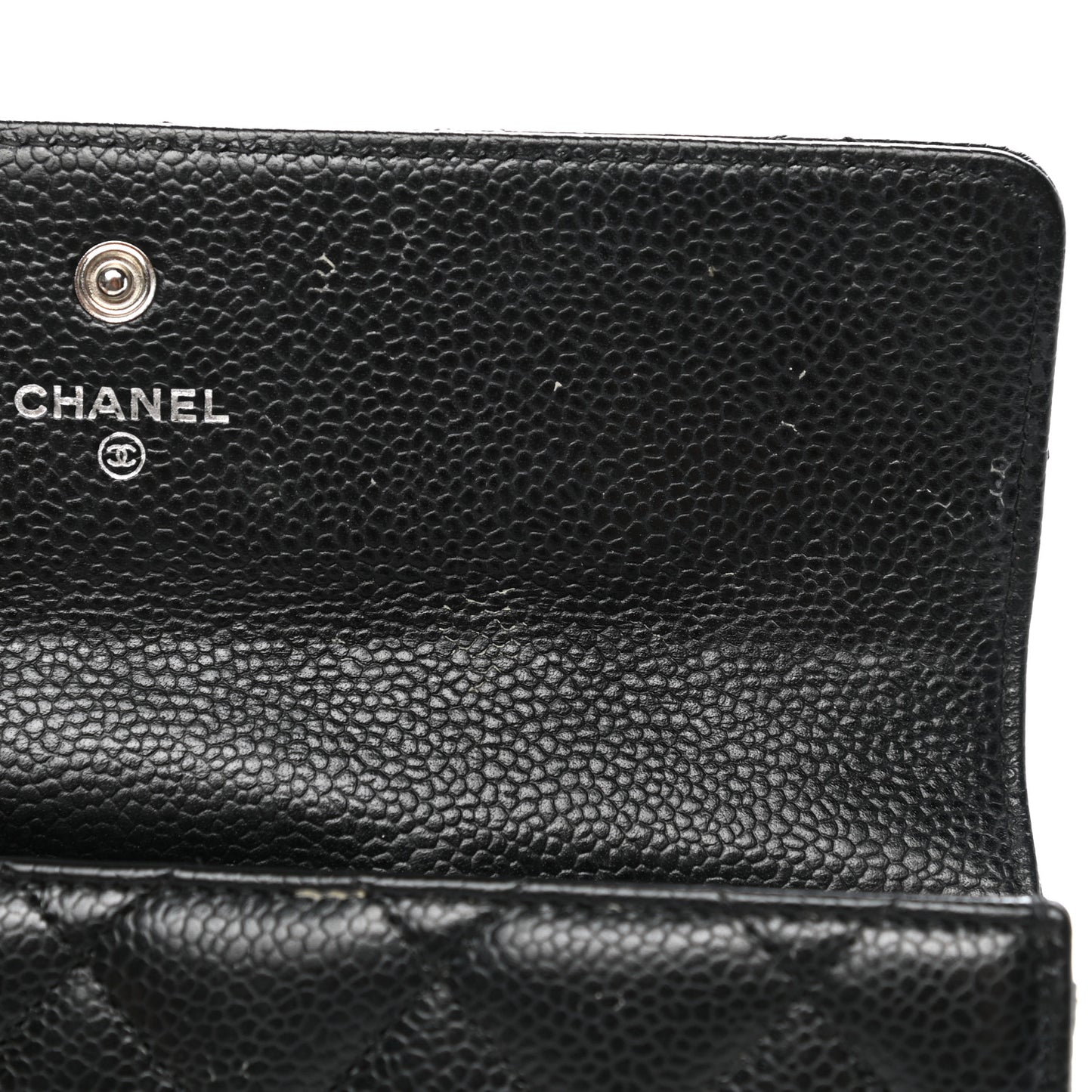 Caviar Quilted Large Gusset Flap Wallet Black