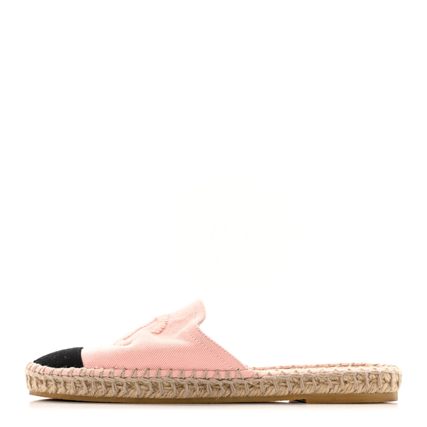 Chanel Denim CC Espadrille Mules 37 Pink Black 1 of 13