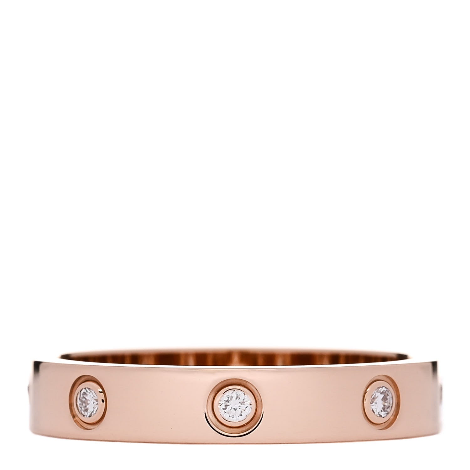 Cartier 18K Pink Gold 8 Diamond 4mm LOVE Wedding Band Ring 60 9 3 of 4