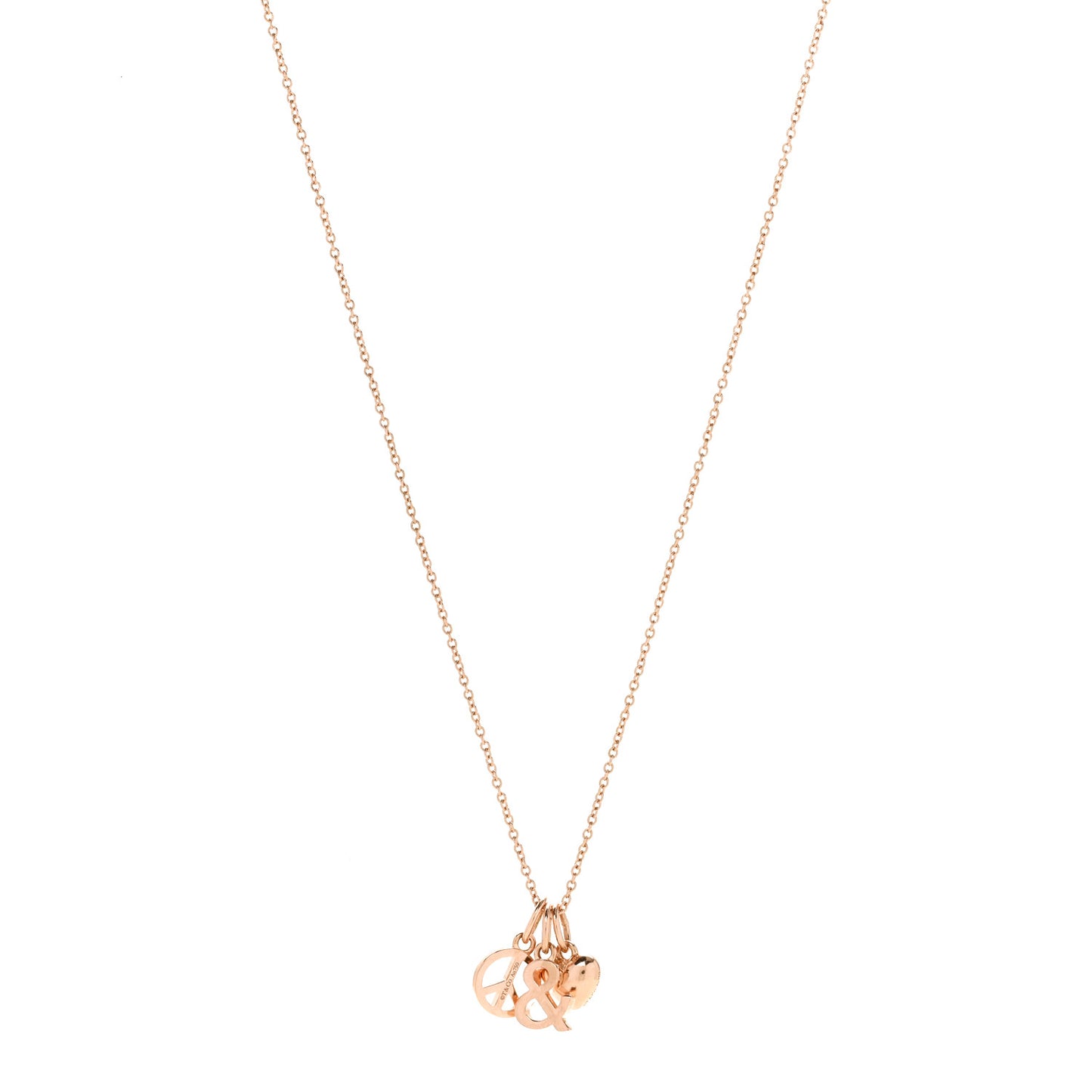 18K Rose Gold Peace Love Ampersand Pendant Necklace