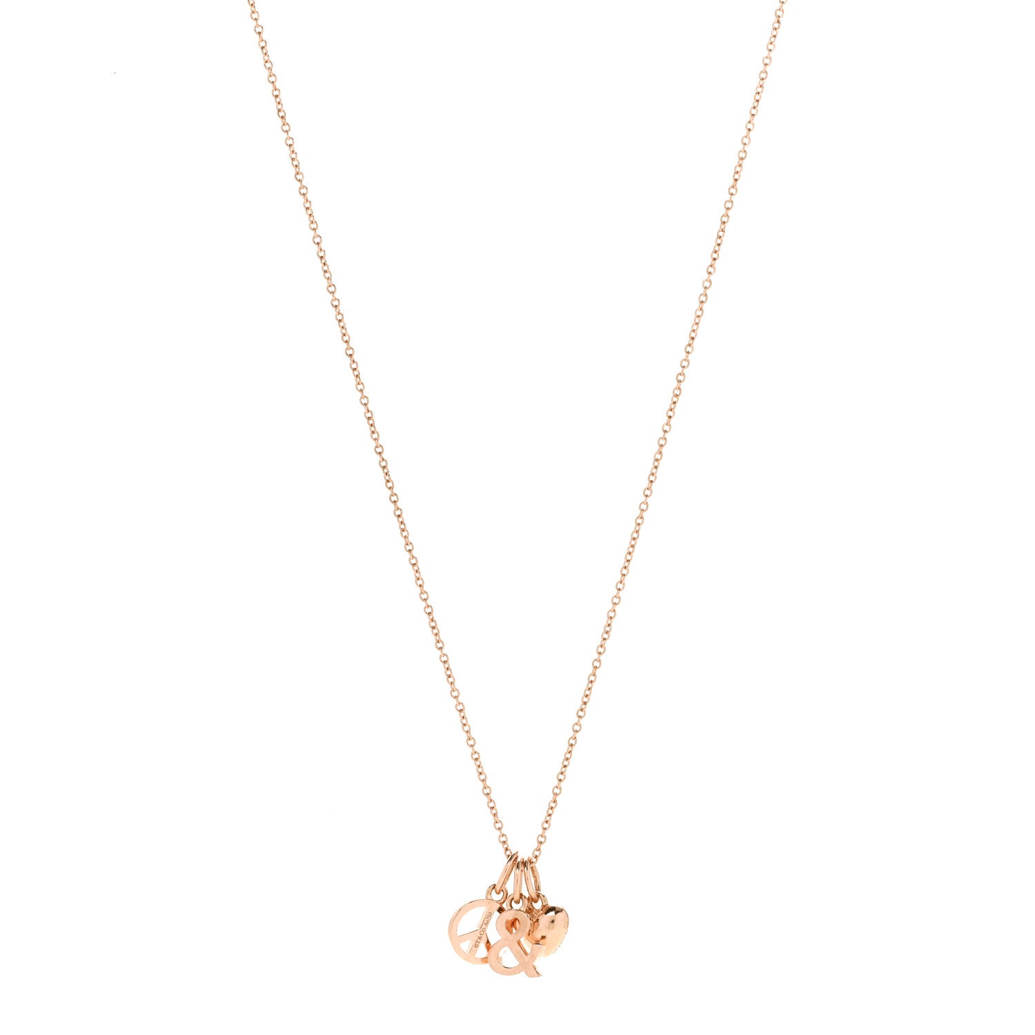 Tiffany 18K Rose Gold Peace Love Ampersand Pendant Necklace 1 of 6
