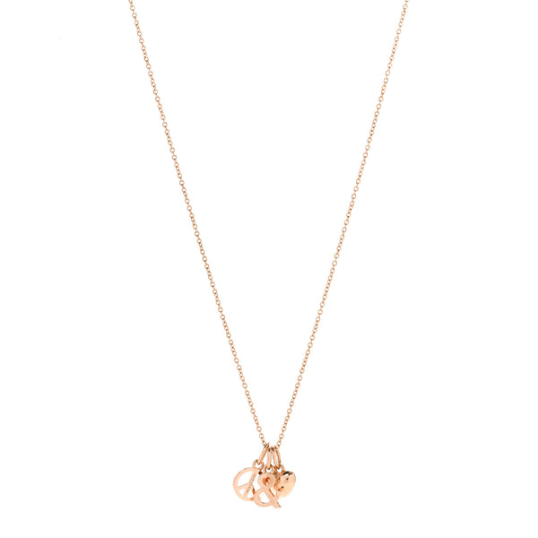 Tiffany 18K Rose Gold Peace Love Ampersand Pendant Necklace