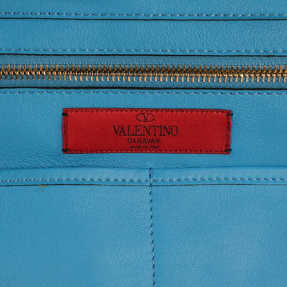 Valentino Garavani Vitello Medium Rockstud Tote Blue Fluo 6 of 8