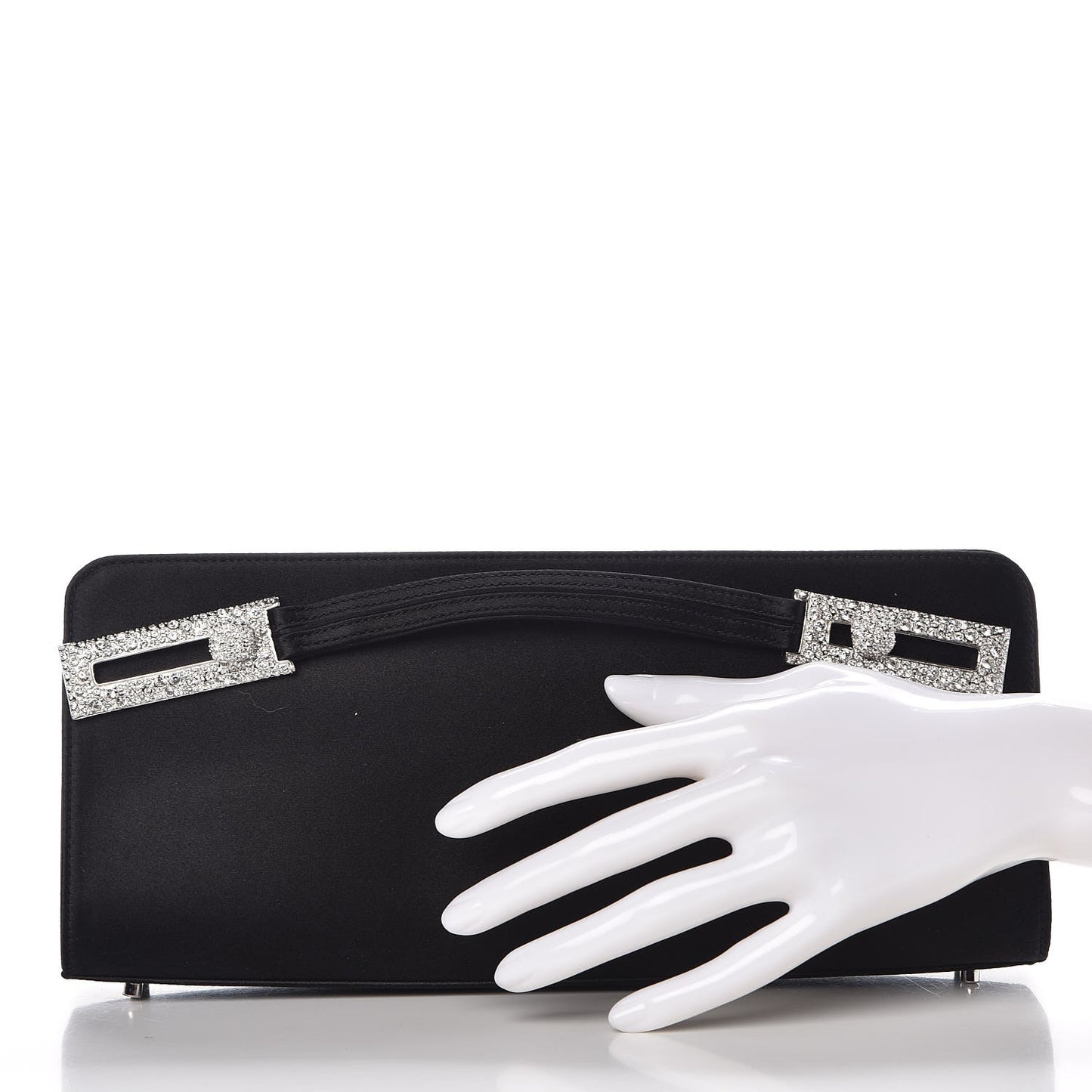 Satin Jeweled Evening Bag Black