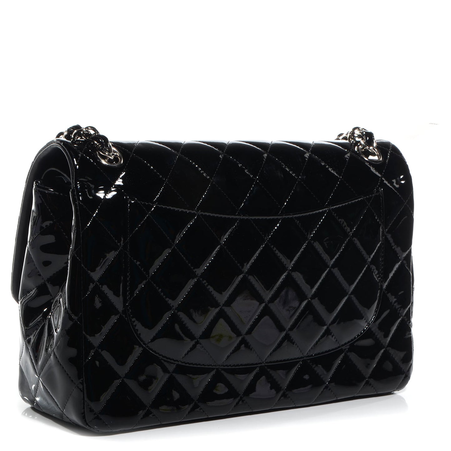 Patent Quilted Jumbo Double Flap Black