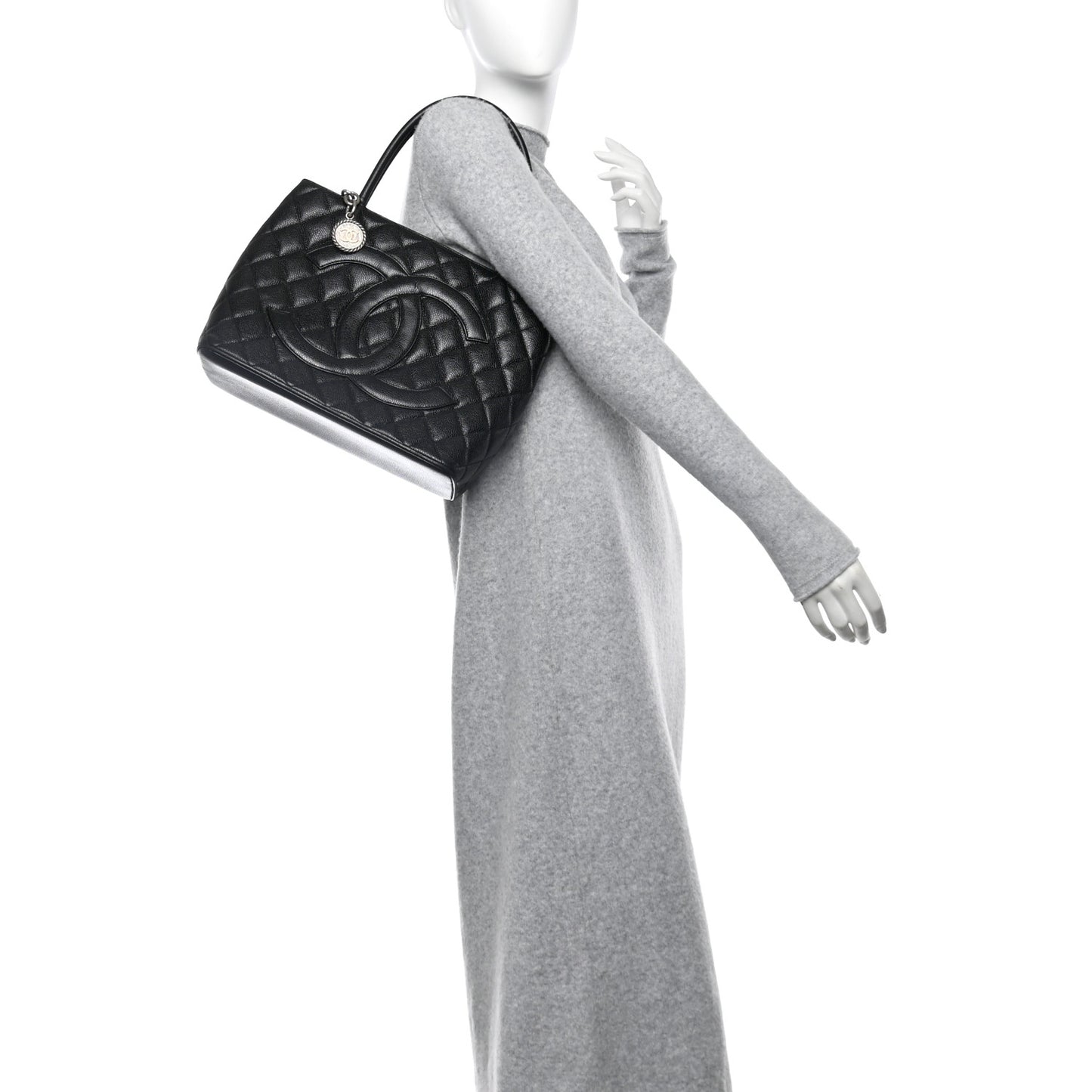 Caviar Quilted Medallion Tote Black