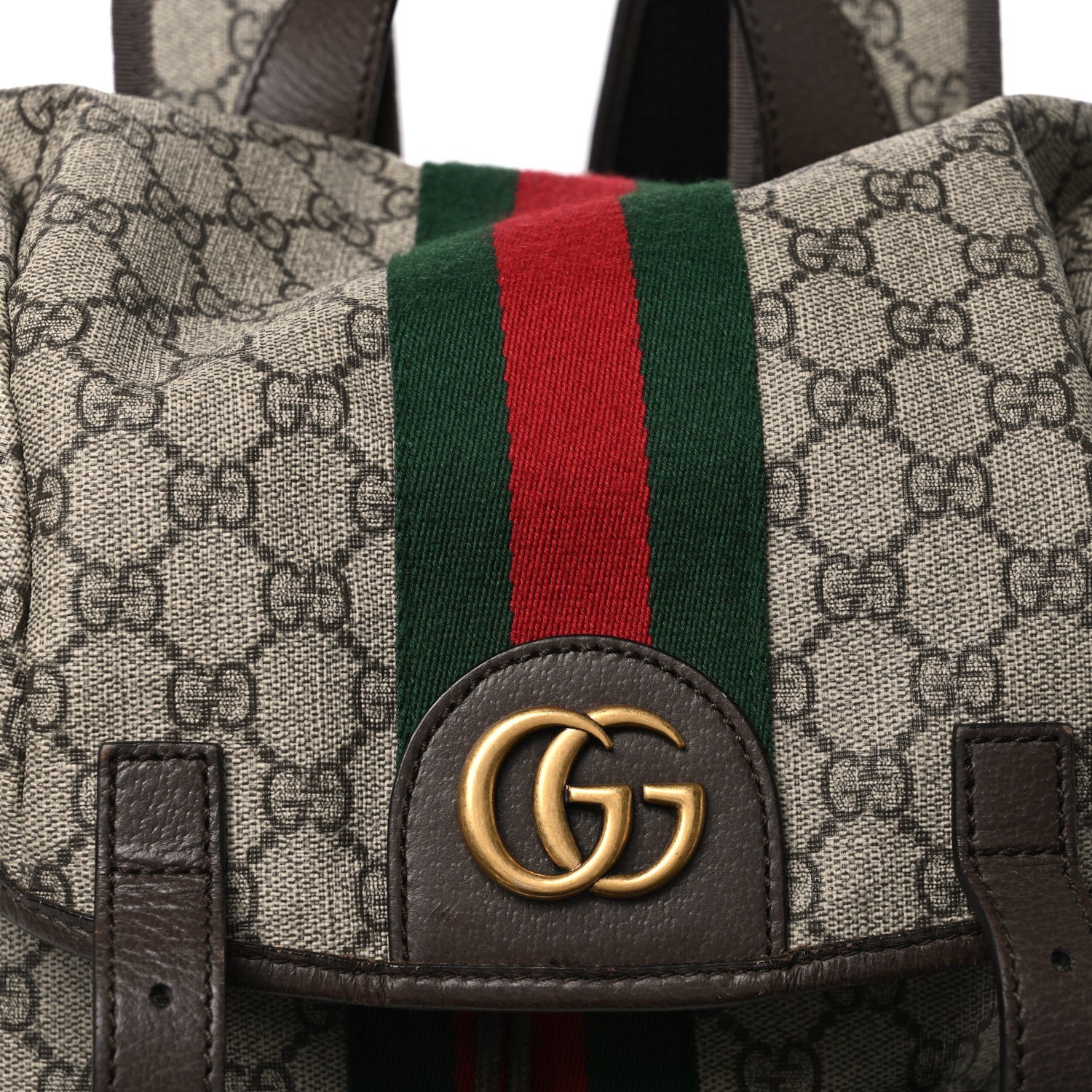 Gucci GG Supreme Monogram Medium Ophidia Double Buckle Backpack Brown 8 of 11