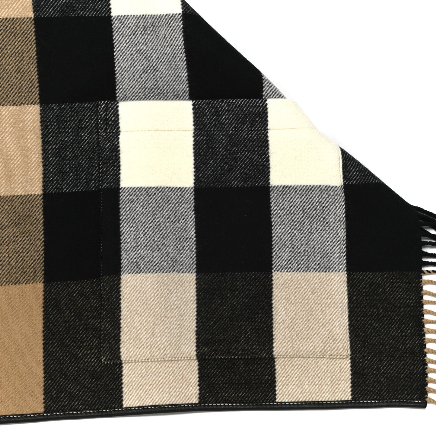 Wool Cashmere Half Mega Check Pocket Cape Scarf Archive Beige