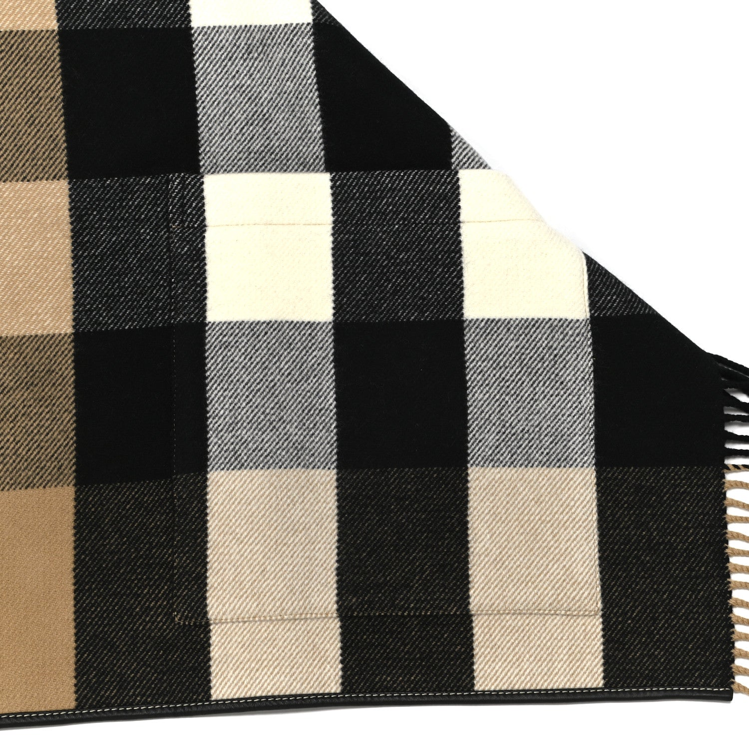 Burberry Wool Cashmere Half Mega Check Pocket Cape Scarf Archive Beige 4 of 6