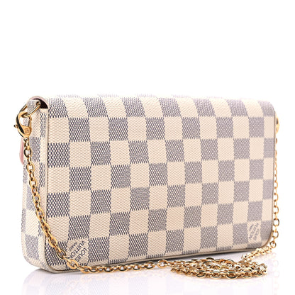 Louis Vuitton Damier Azur Pochette Felicie Chain Wallet Rose Ballerine 4 of 10