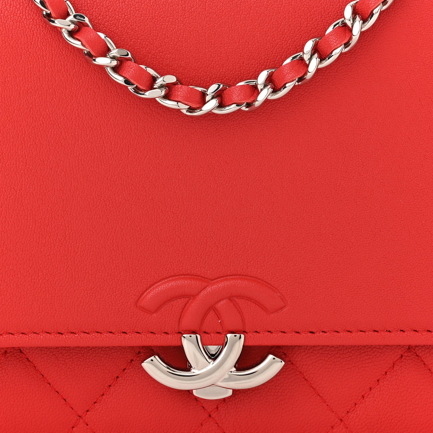 Chanel Grained Calfskin Quilted CC Box Wallet On Chain WOC Red 9 of 11