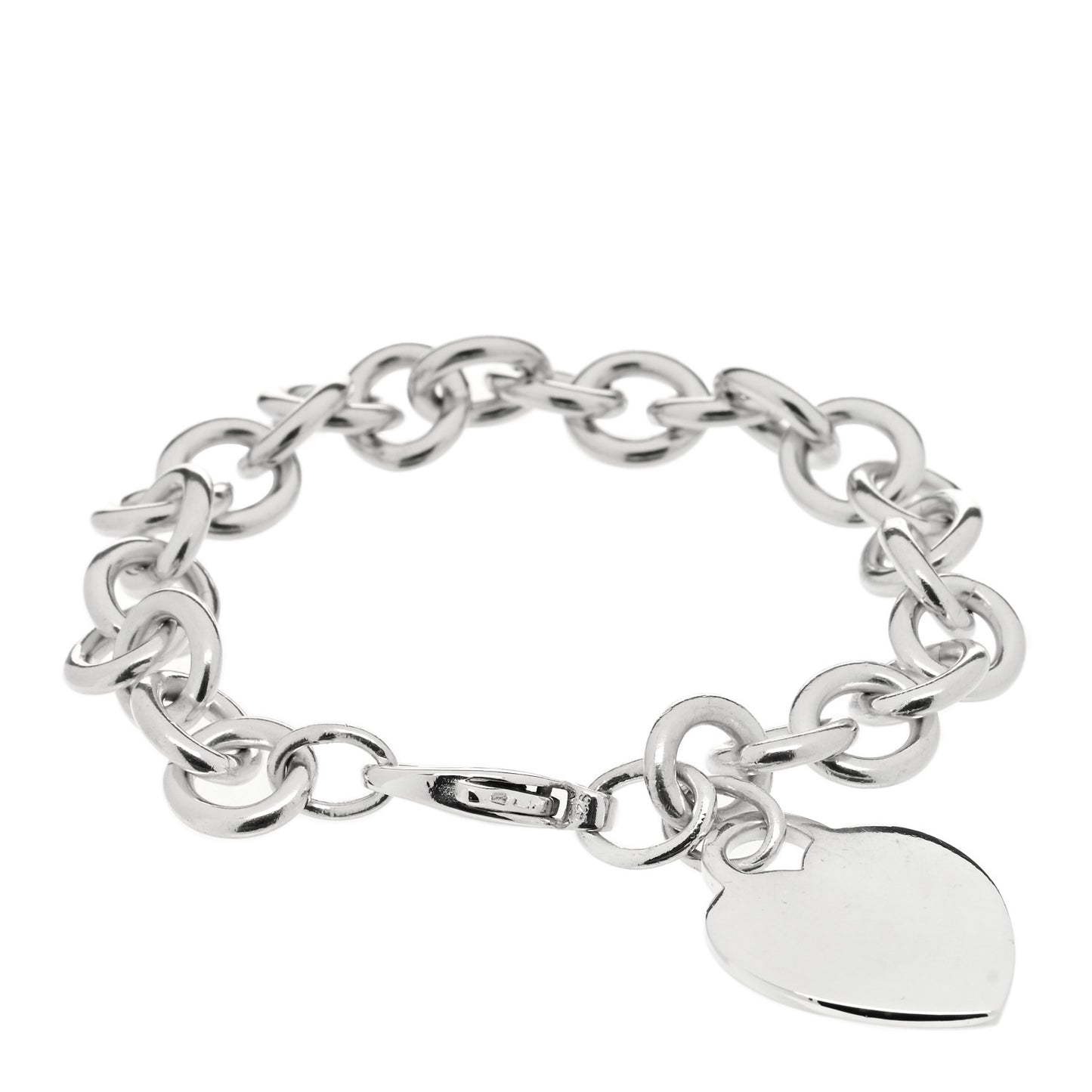 Sterling Silver Heart Tag Charm Bracelet