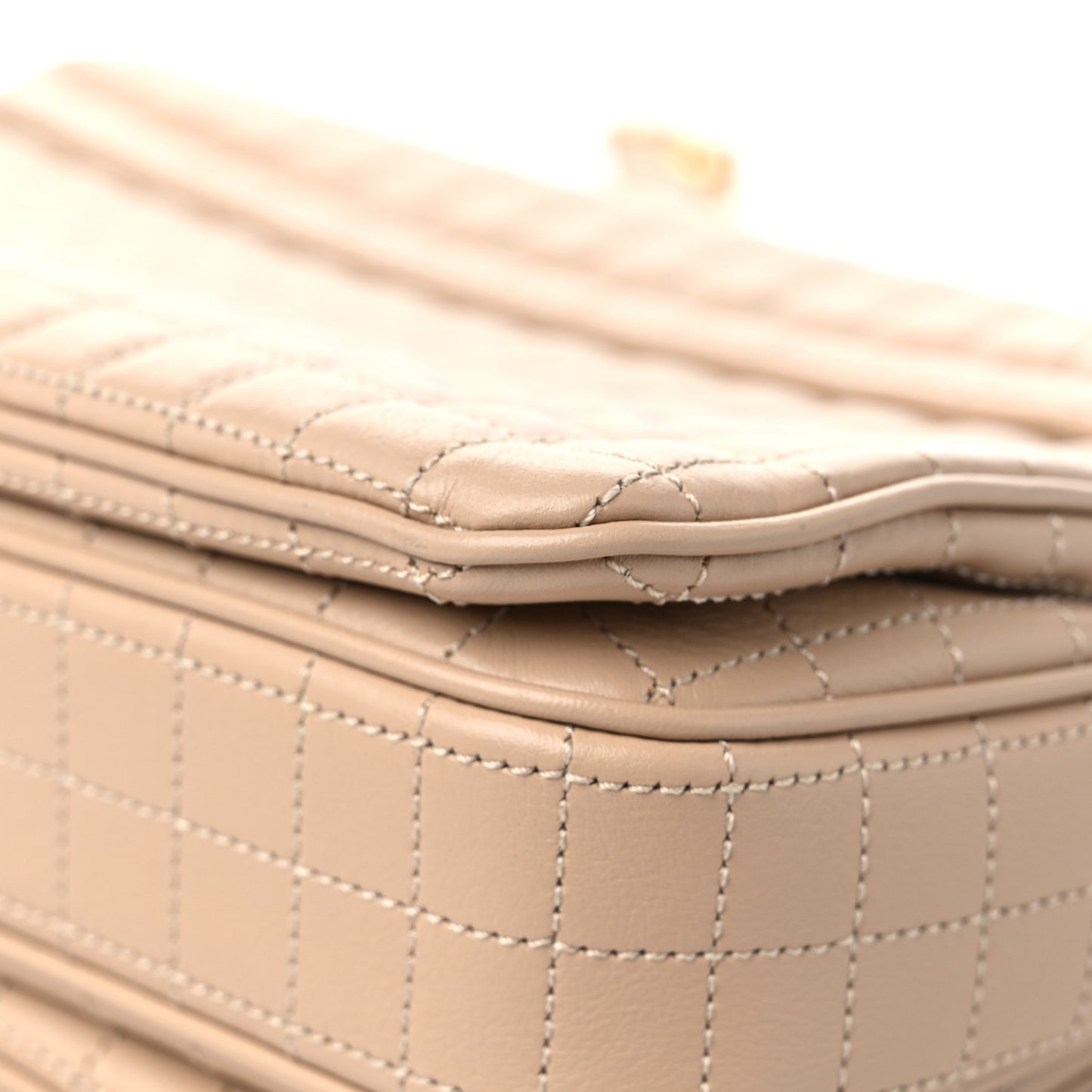 Calfskin Quilted Medium C Bag Beige