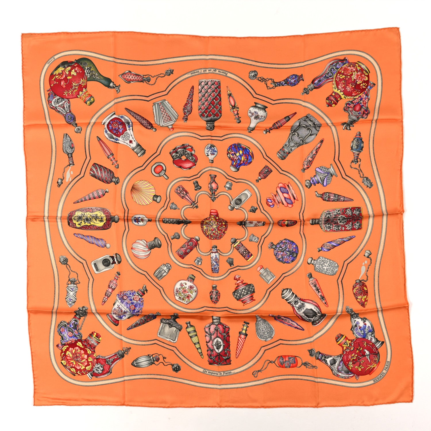Hermes Silk Qu'Importe Le Flacon Scarf 90 1 of 3