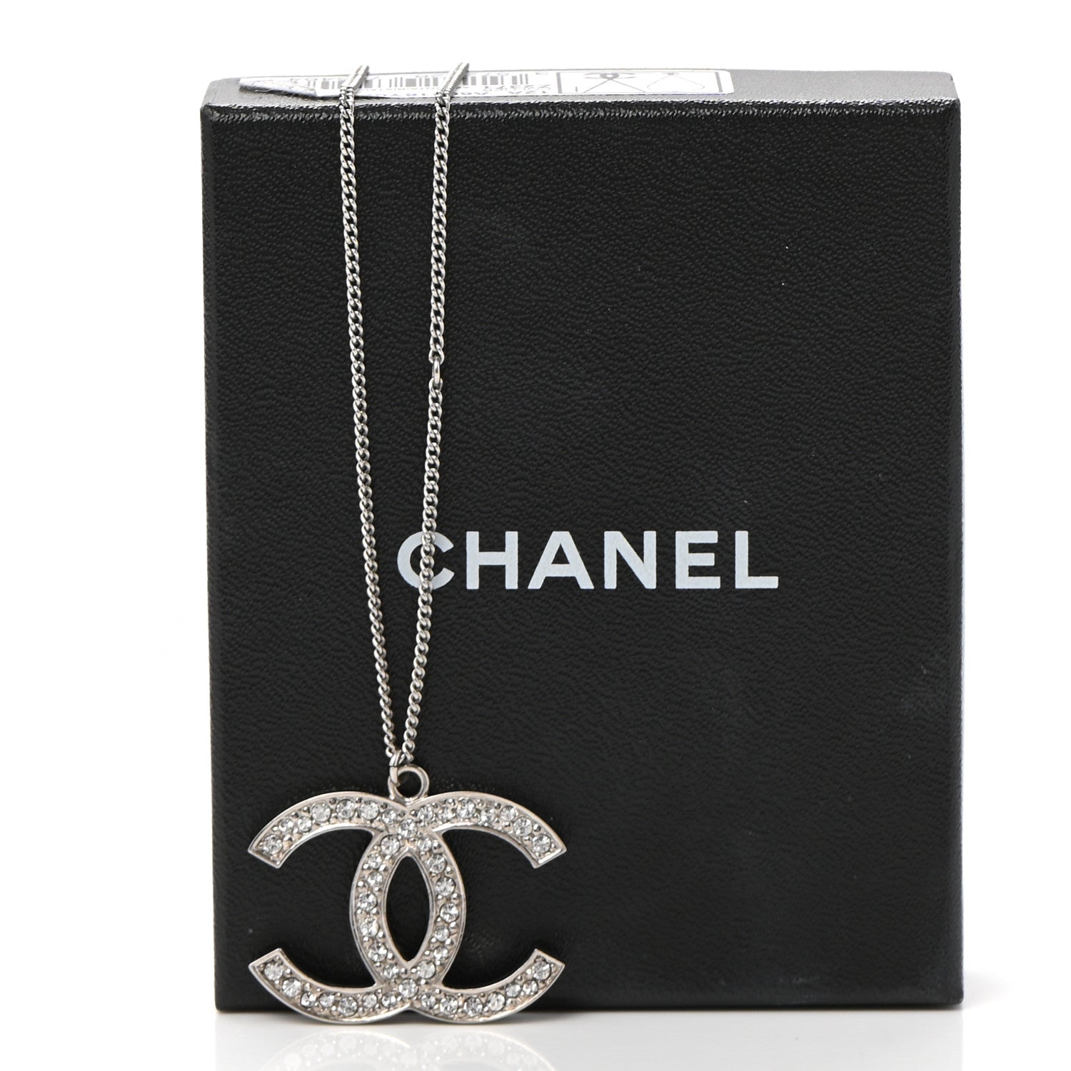 Chanel Crystal Large CC Necklace Silver 7 of 7