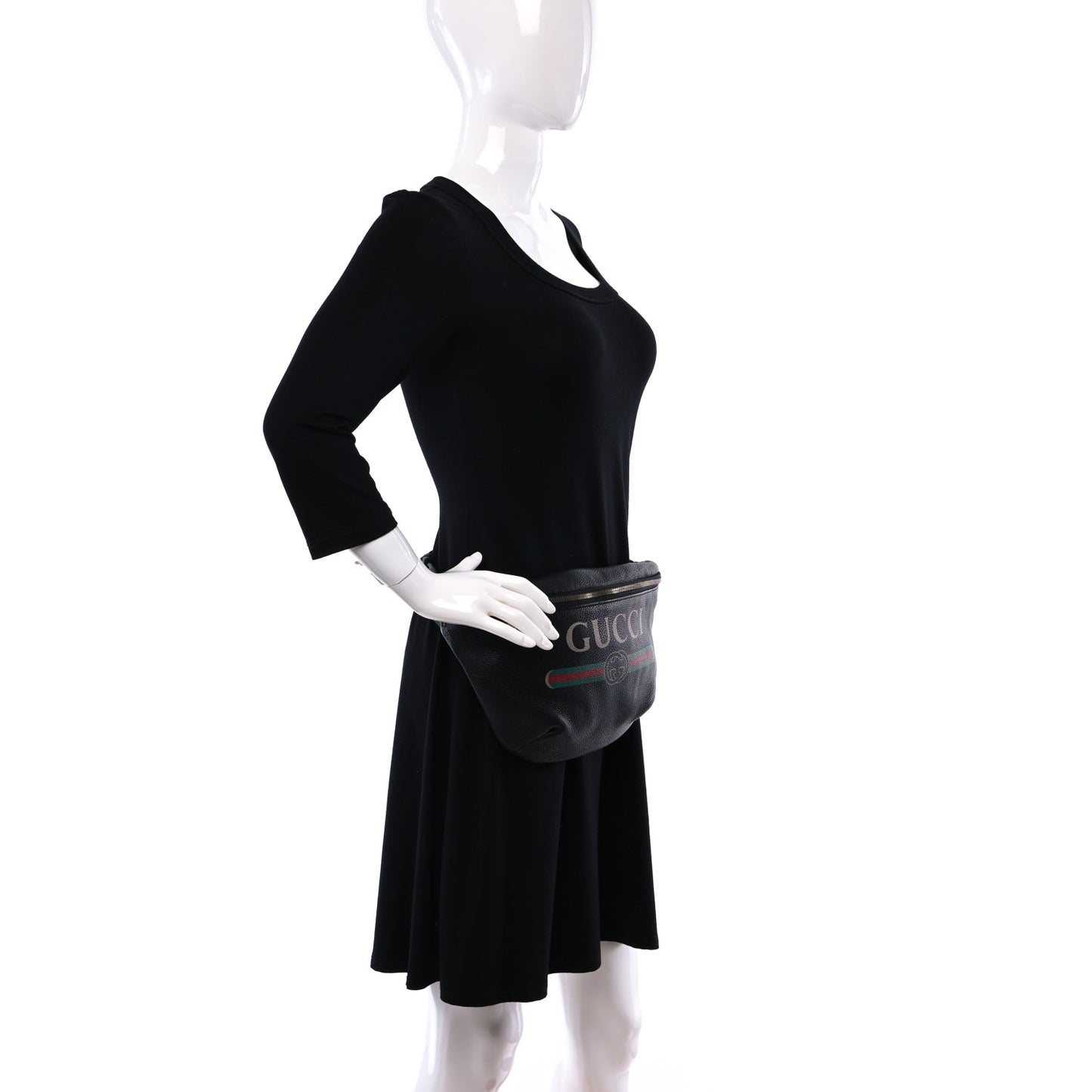 Grained Calfskin Logo Belt Bag Black