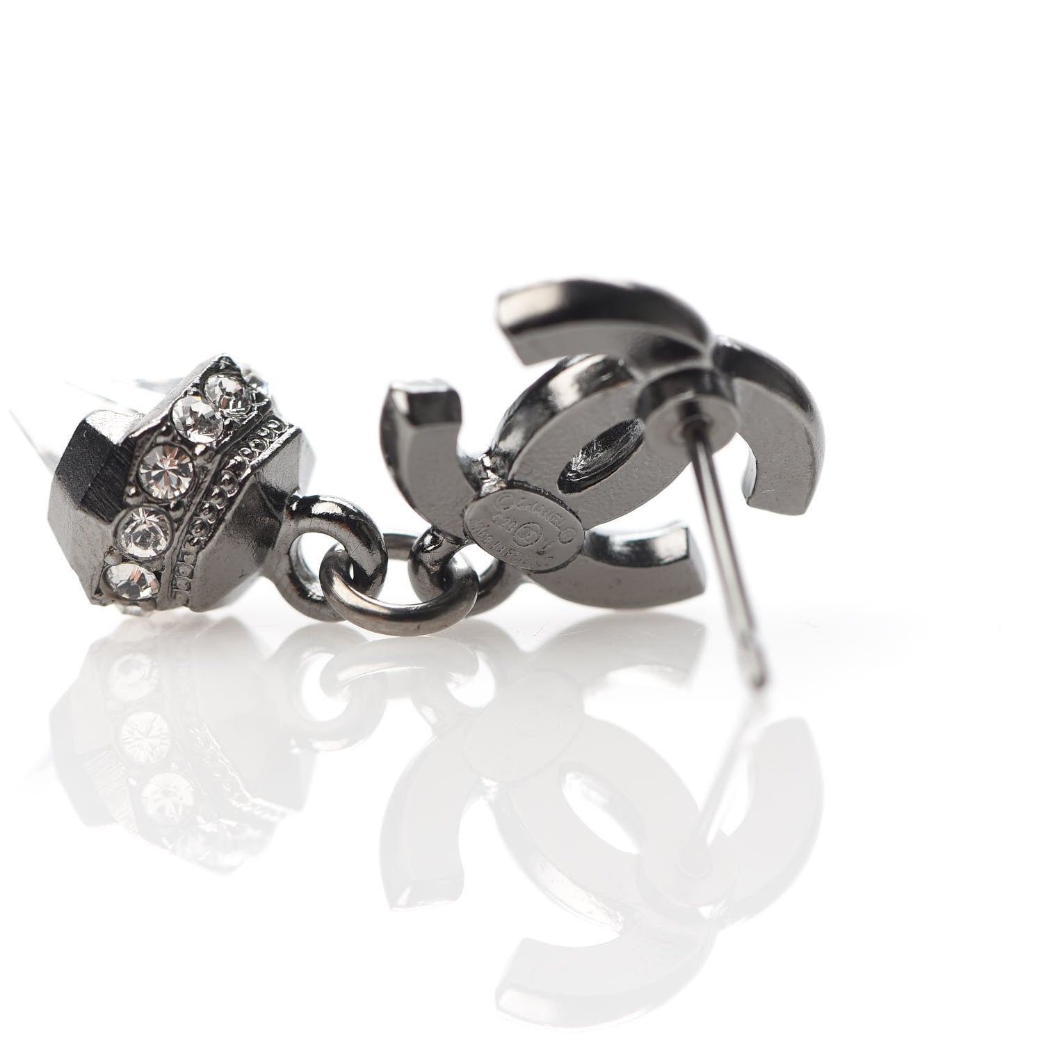 Chanel Ruthenium CC Crystal Drop Earrings 4 of 5