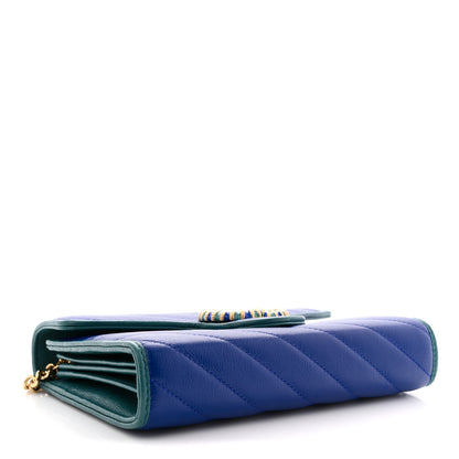 Gucci Azalea Calfskin Enamel Matelasse Diagonal Torchon GG Marmont Chain Wallet Imperial Blue Pavone 4 of 11