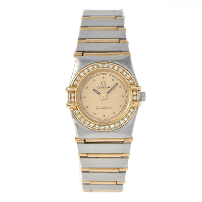 Omega Stainless Steel 18K Yellow Gold Diamond Bezel 22mm Constellation Quartz Watch Champagne 895.1080.1 1 of 9