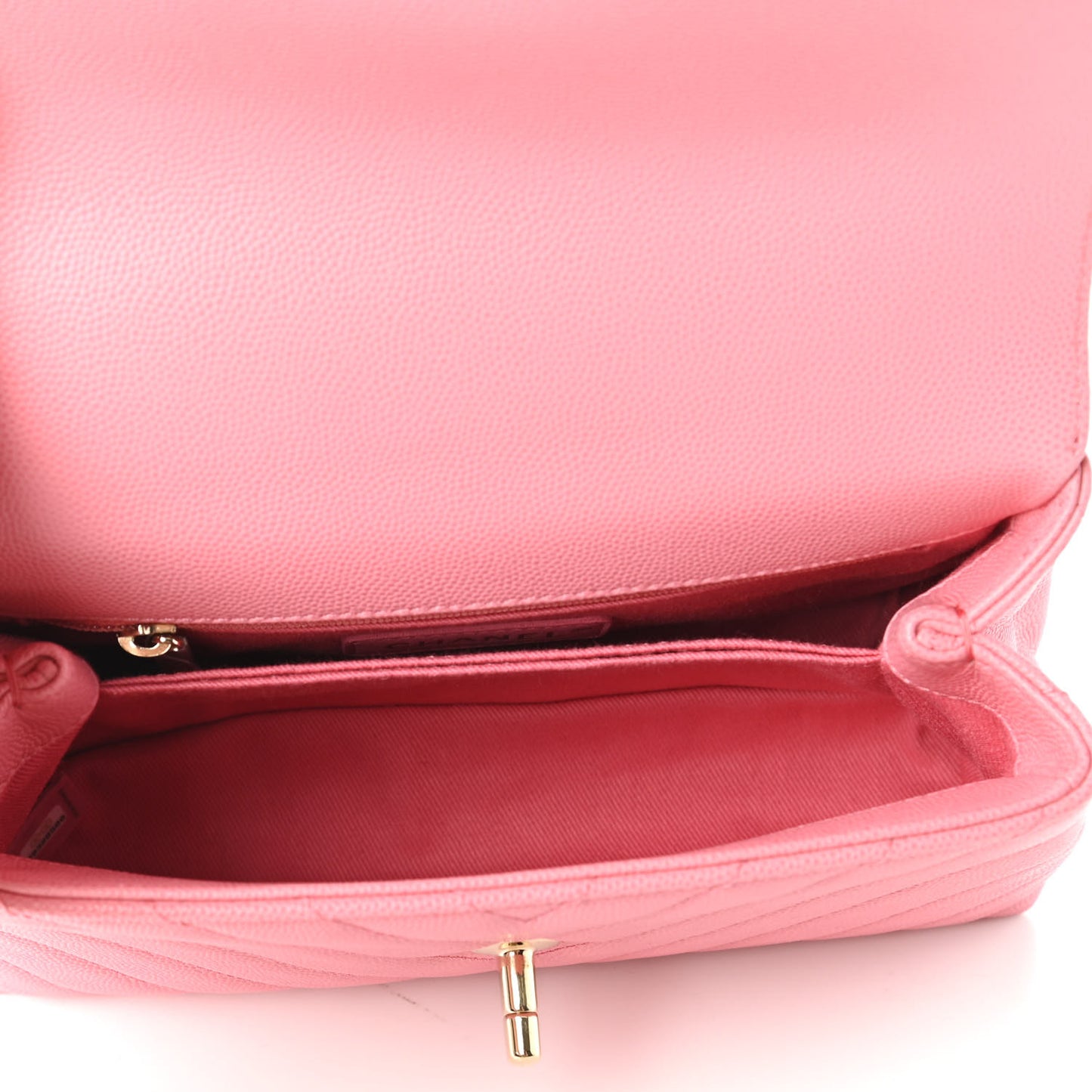Caviar Chevron Quilted Mini Coco Handle Flap Pink