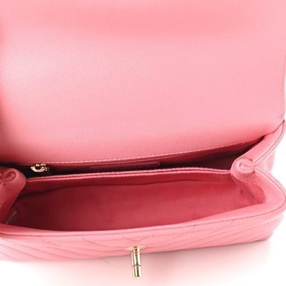 Chanel Caviar Chevron Quilted Mini Coco Handle Flap Pink 5 of 10