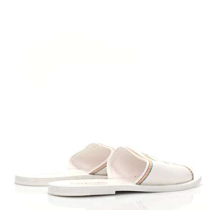 Chanel Calfskin Embroidered CC Sandal Mule 40 White 4 of 8