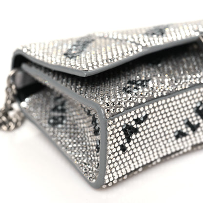 Balenciaga Strass Suede Allover Logo Hourglass Chain Bag Silver Black 9 of 10