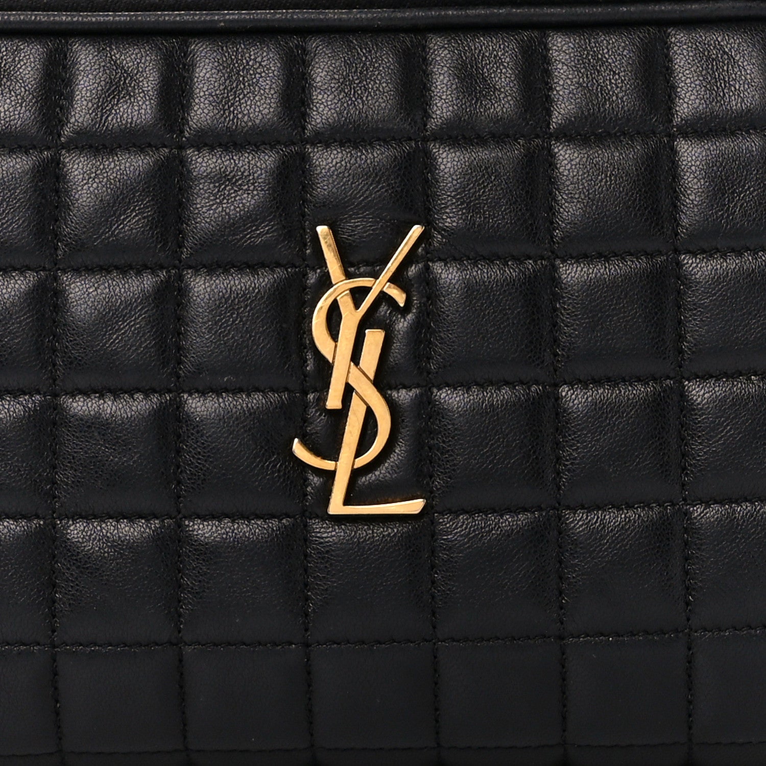 Saint Laurent Lambskin Carre Quilted Cassandre Mini Camera Bag Black 8 of 11
