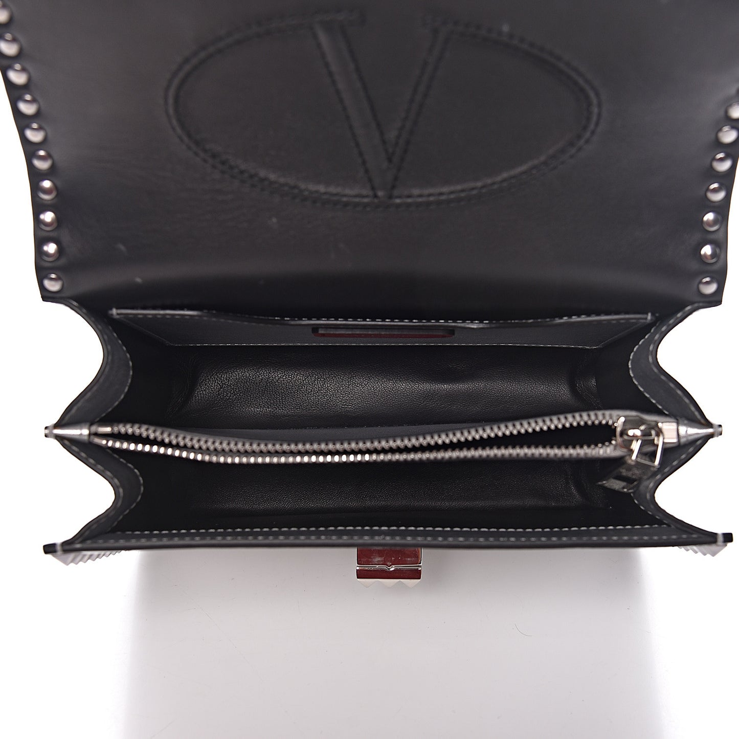 Metallic Calfskin Small Rockstud No Limit Shoulder Bag Silver