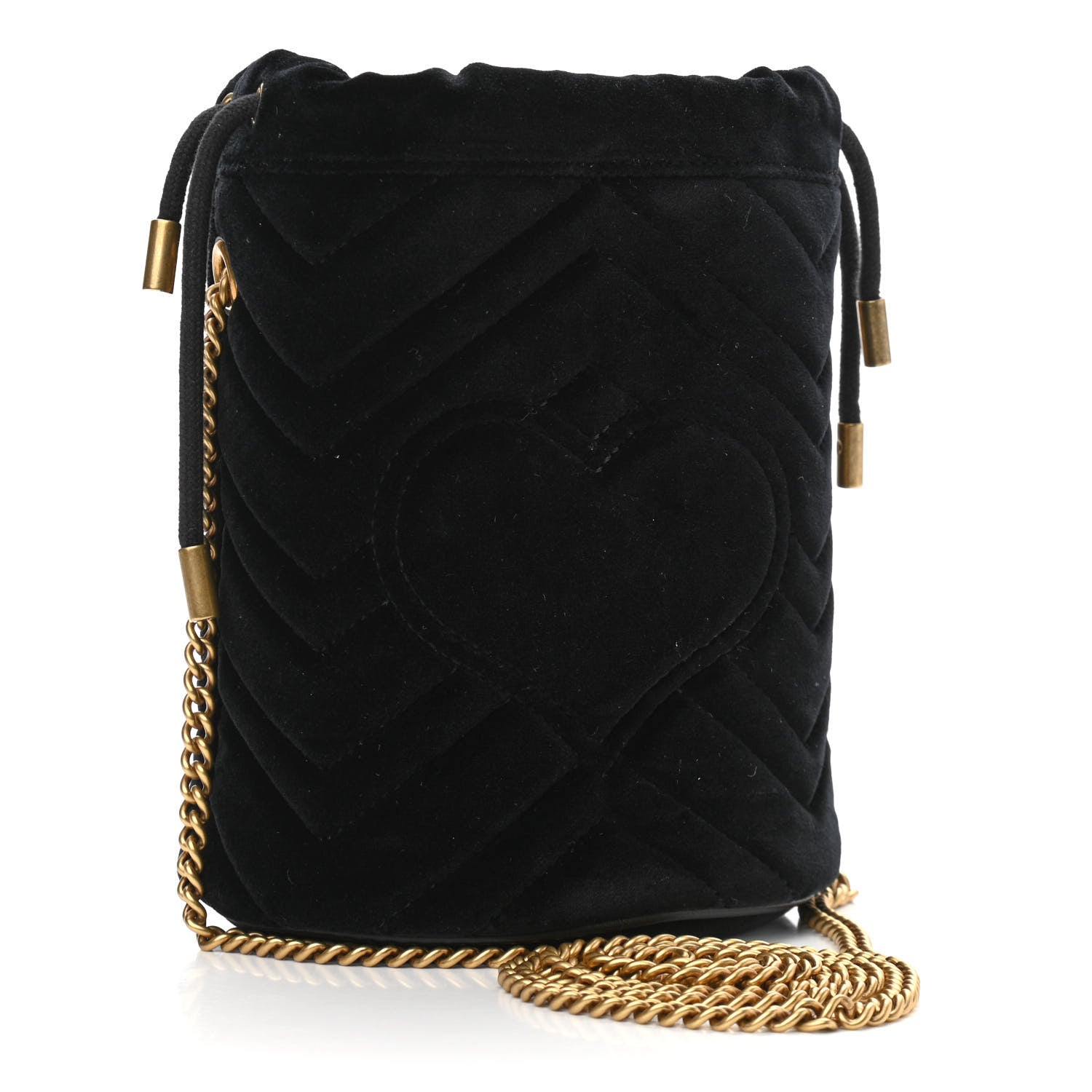 Gucci Velvet Matelasse Mini GG Marmont 2.0 Bucket Bag Black 3 of 11