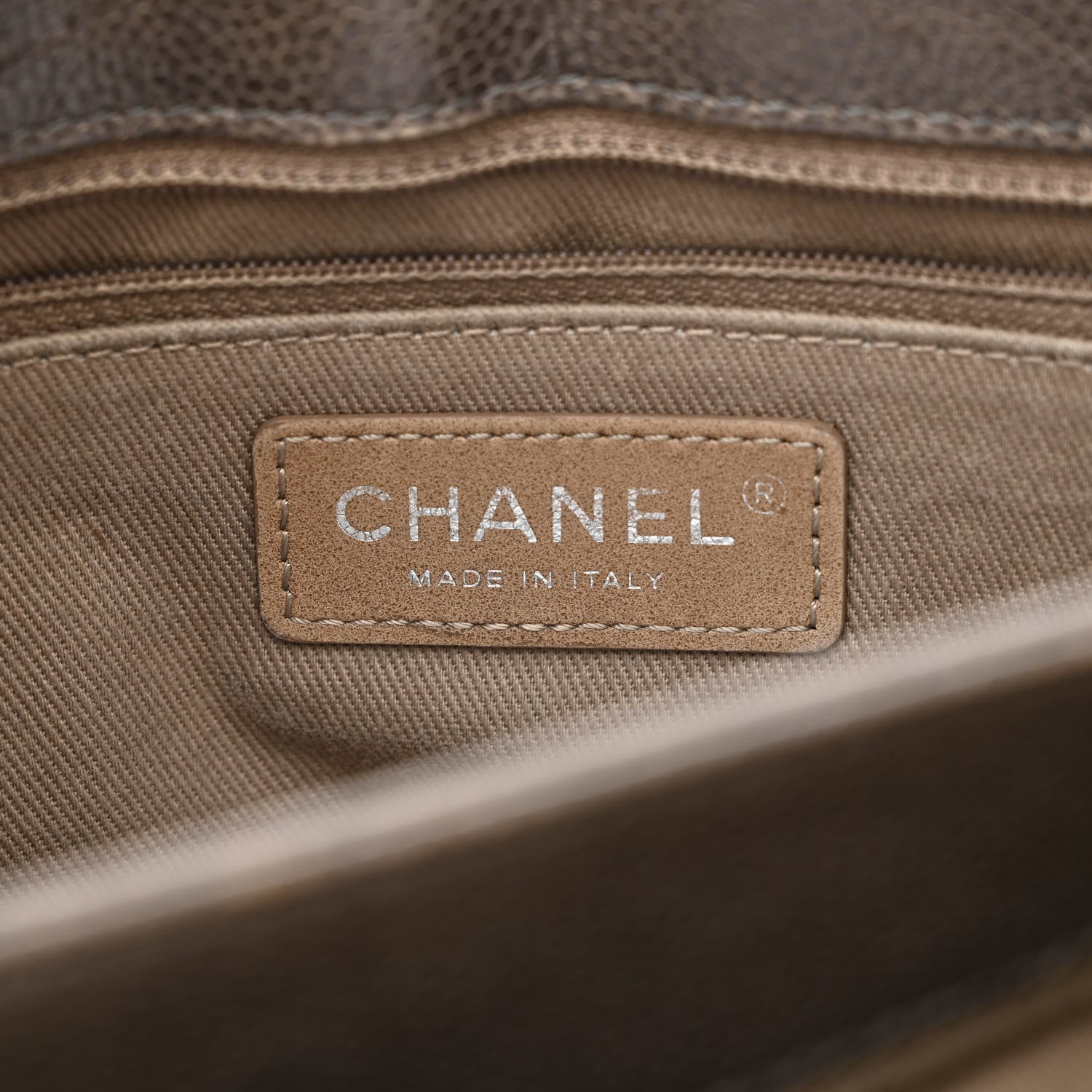 Chanel Glazed Caviar Medium Flap Khaki 7 of 14